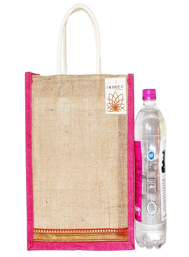 INDOZY Men's and Women's Jute Bag for Lunch Tiffin with Zip Plain Tote Combo (Multicolor) - Image 3